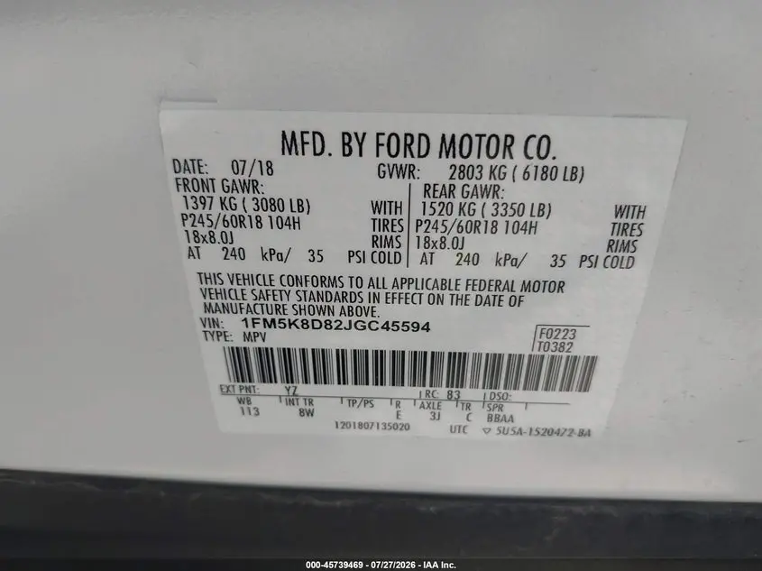 2018 FORD EXPLORER XLT
