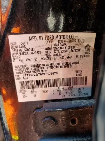 2012 FORD F250 SUPER DUTY  