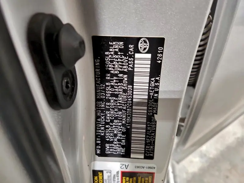 2012 TOYOTA AVALON BASE  