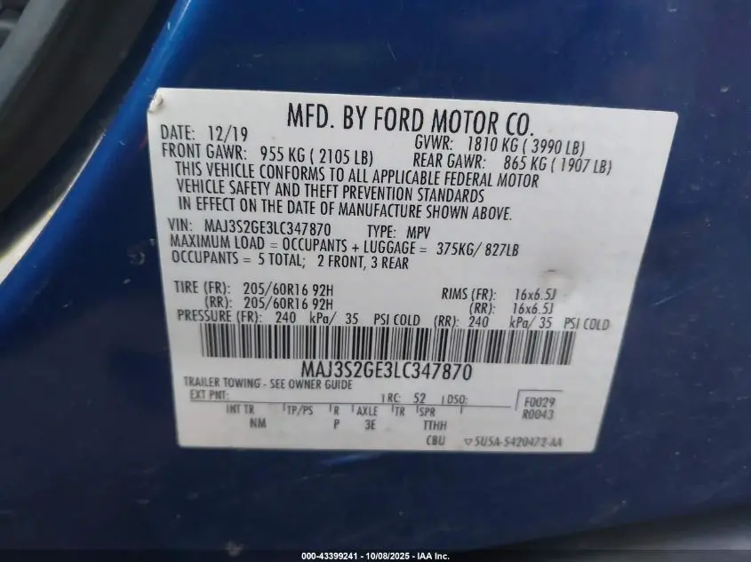 2020 FORD ECOSPORT SE