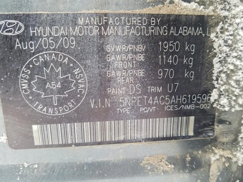 2010 HYUNDAI SONATA GLS  