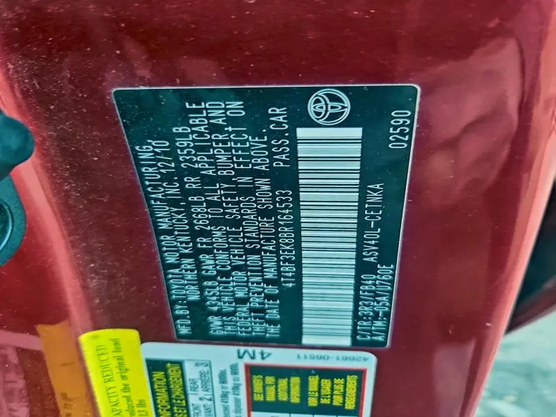 2011 TOYOTA CAMRY BASE  