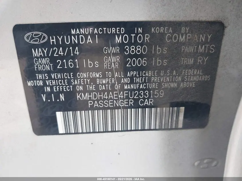 2015 HYUNDAI ELANTRA SE