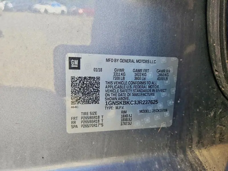 2018 CHEVROLET TAHOE K1500 LT  