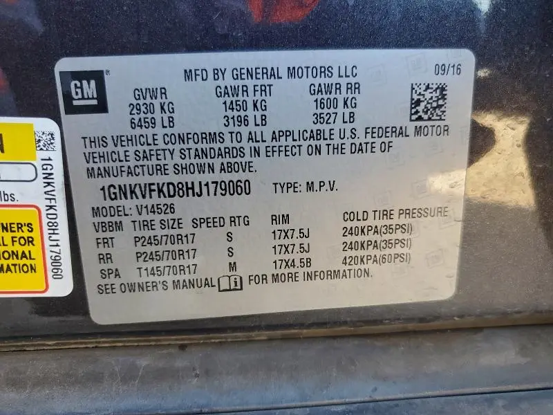 2017 CHEVROLET TRAVERSE LS  