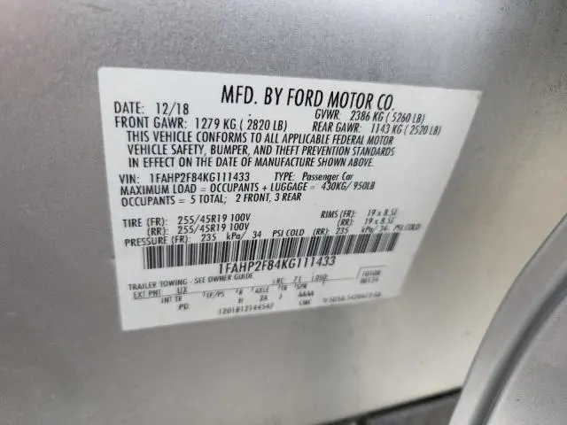2019 FORD TAURUS LIMITED  