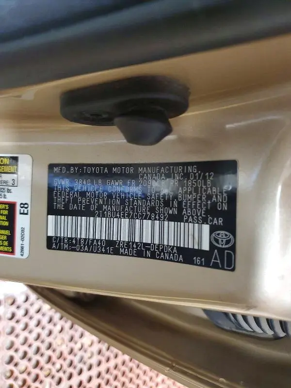 2012 TOYOTA COROLLA L  