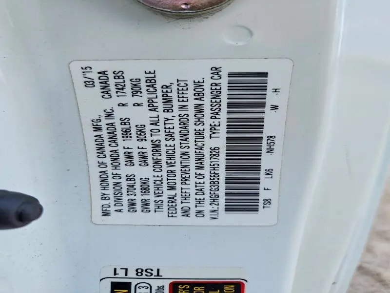 2015 HONDA CIVIC LX  