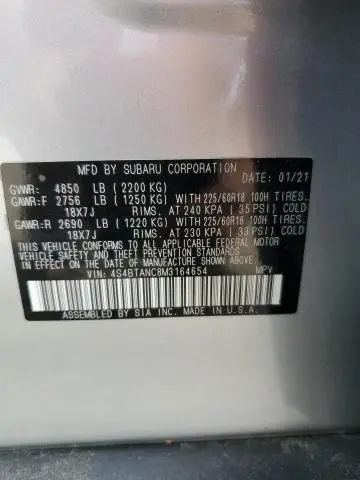 2021 SUBARU OUTBACK LIMITED  