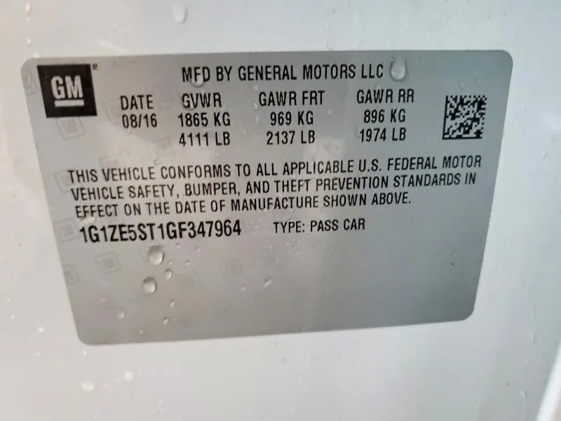 2016 CHEVROLET MALIBU LT  
