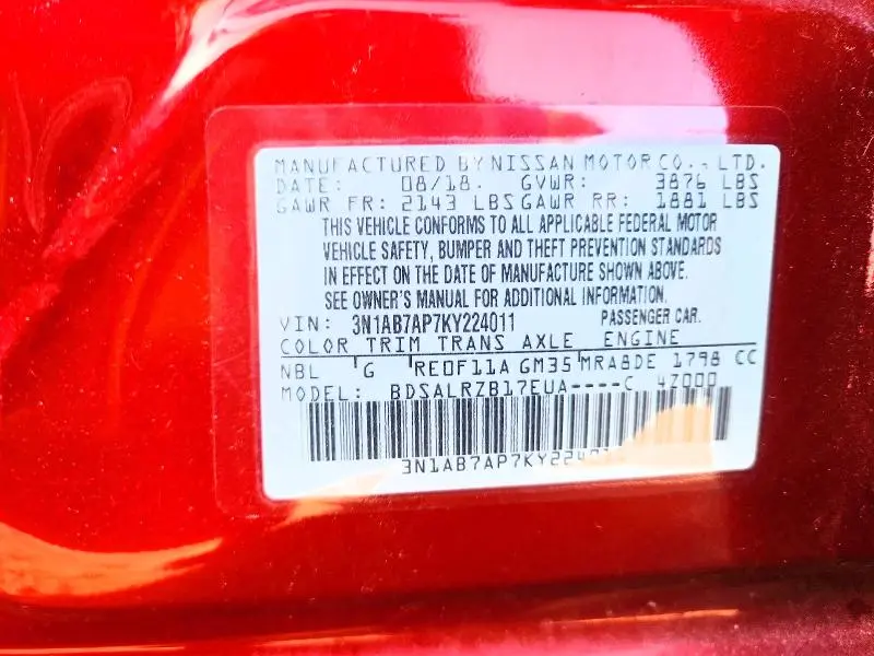 2019 NISSAN SENTRA SR  