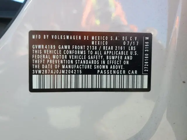 2018 VOLKSWAGEN JETTA S  