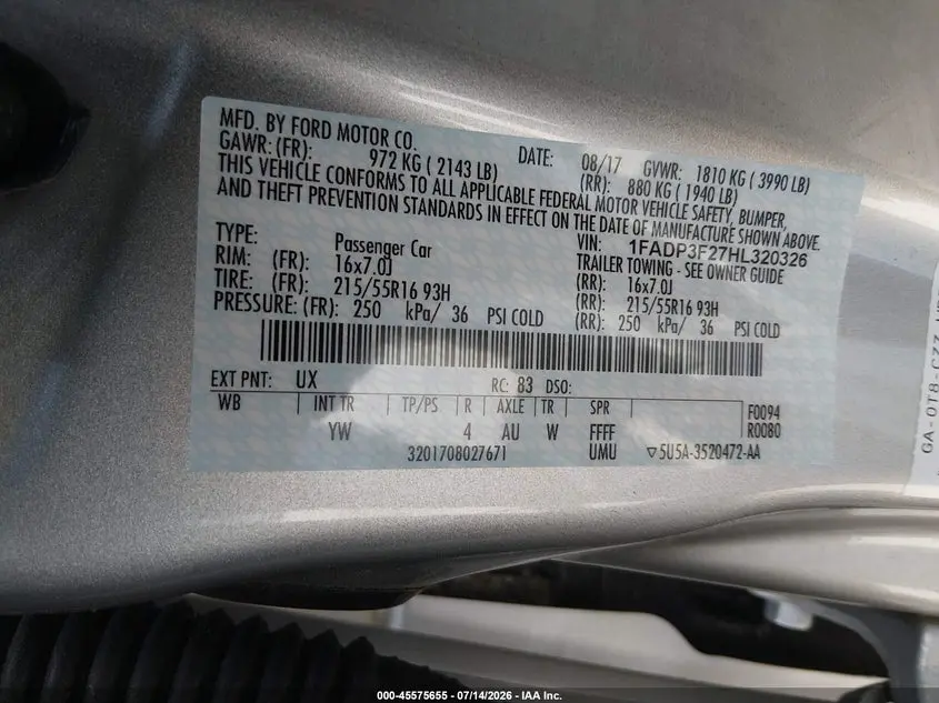 2017 FORD FOCUS SE