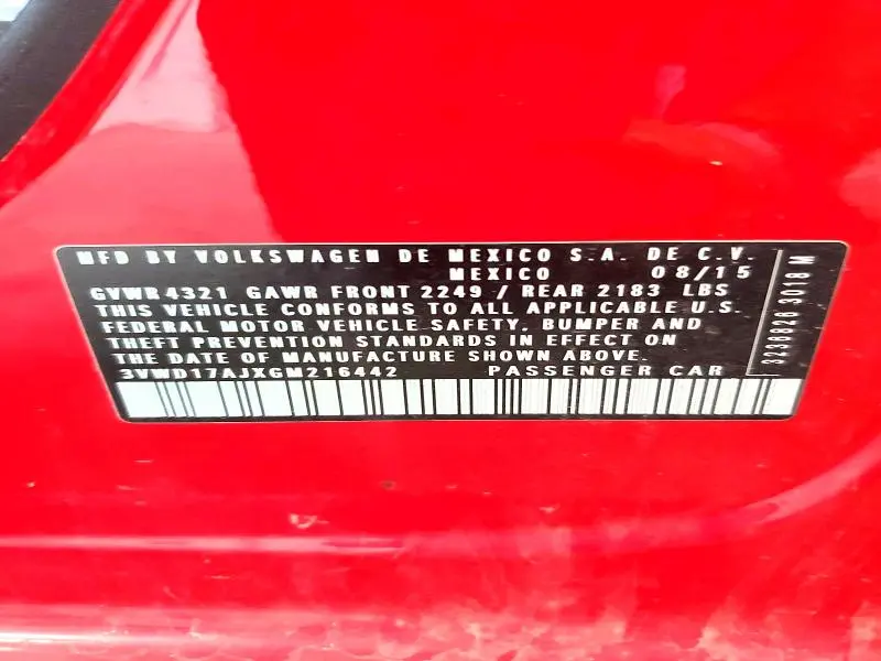 2016 VOLKSWAGEN JETTA SPORT  