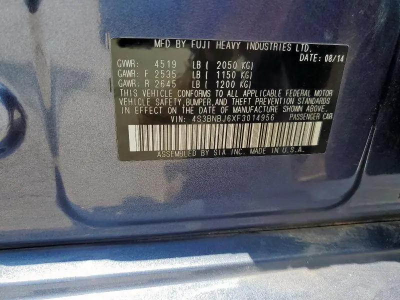 2015 SUBARU LEGACY 2.5I LIMITED  