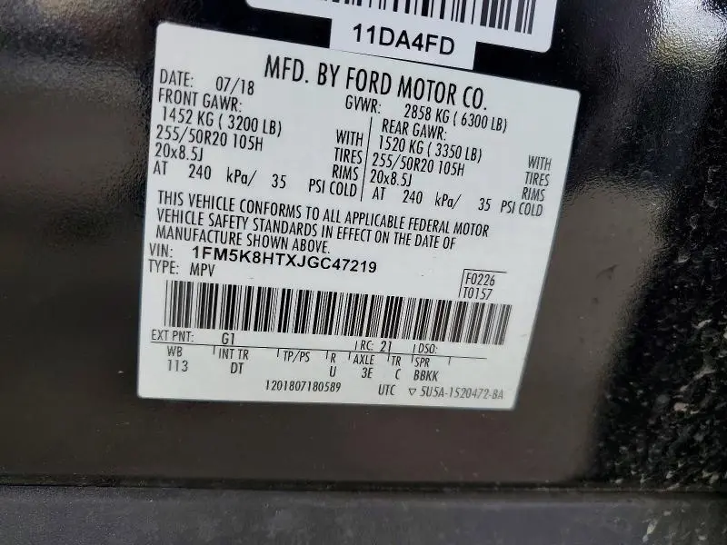 2018 FORD EXPLORER PLATINUM  