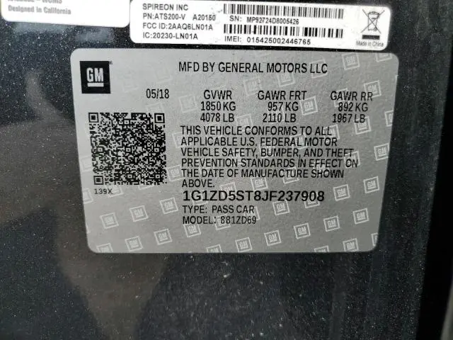 2018 CHEVROLET MALIBU LT  