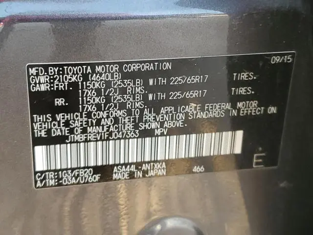 2015 TOYOTA RAV4 LE