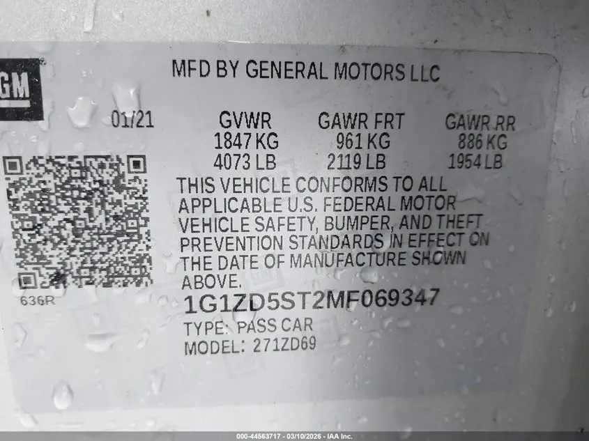 2021 CHEVROLET MALIBU FWD LT