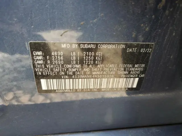 2022 SUBARU LEGACY LIMITED  