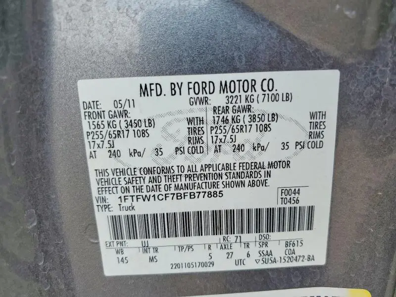 2011 FORD F150 SUPERCREW  