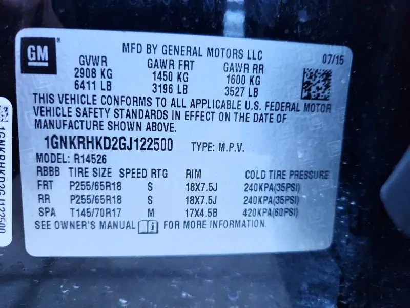 2016 CHEVROLET TRAVERSE LT  