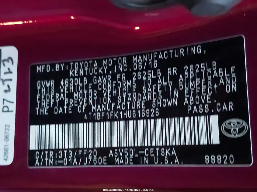 2017 TOYOTA CAMRY SE