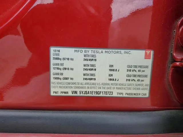 2016 TESLA MODEL S   