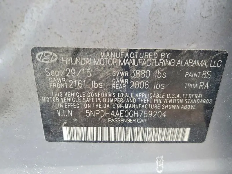 2016 HYUNDAI ELANTRA SE  