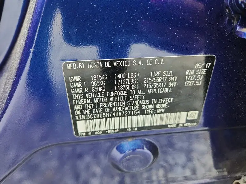 2017 HONDA HR-V EXL  