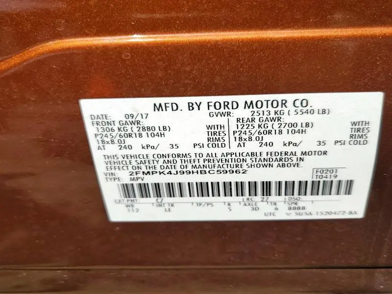 2017 FORD EDGE SEL  