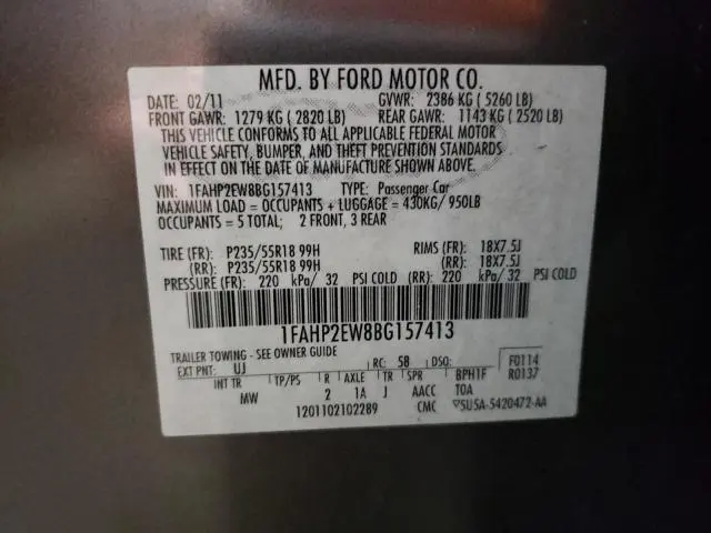 2011 FORD TAURUS SEL  