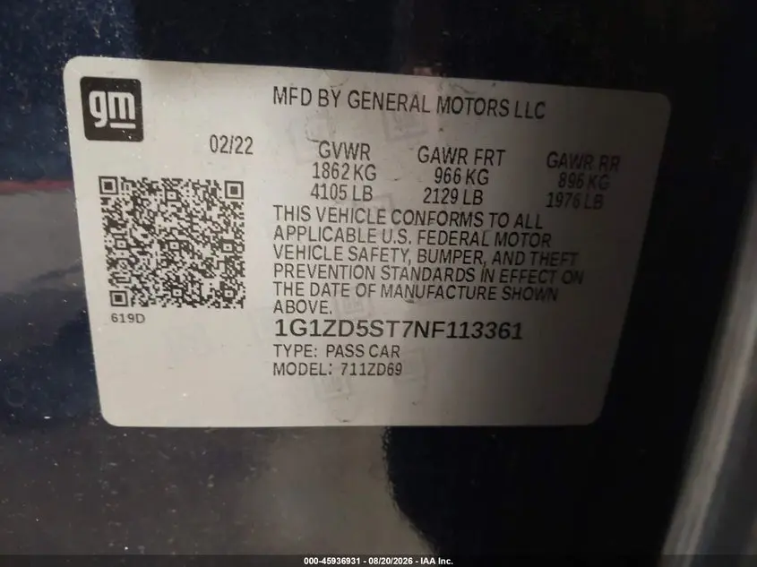 2022 CHEVROLET MALIBU FWD LT
