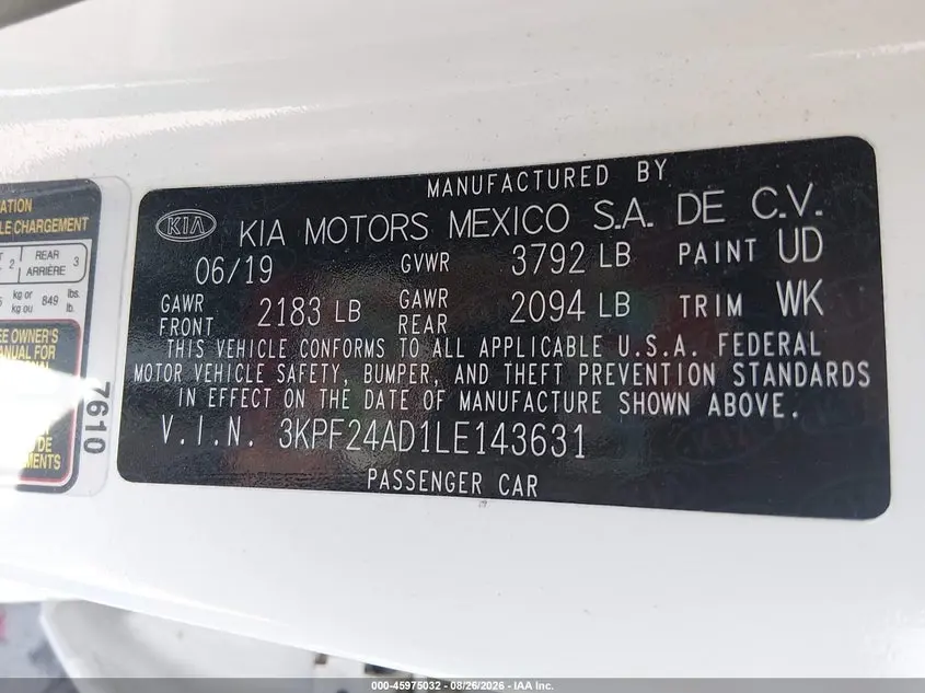2020 KIA FORTE LXS