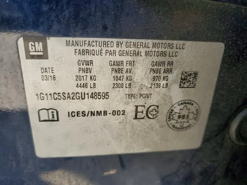2016 CHEVROLET MALIBU   