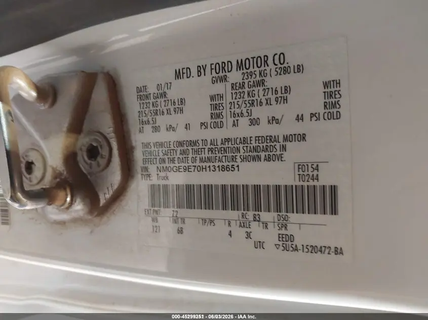 2017 FORD TRANSIT CONNECT XL