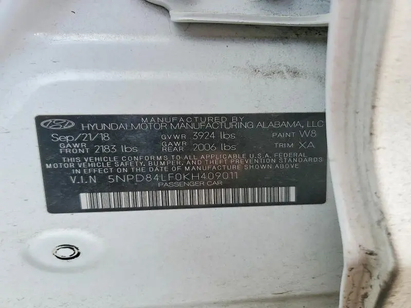 2019 HYUNDAI ELANTRA SEL  