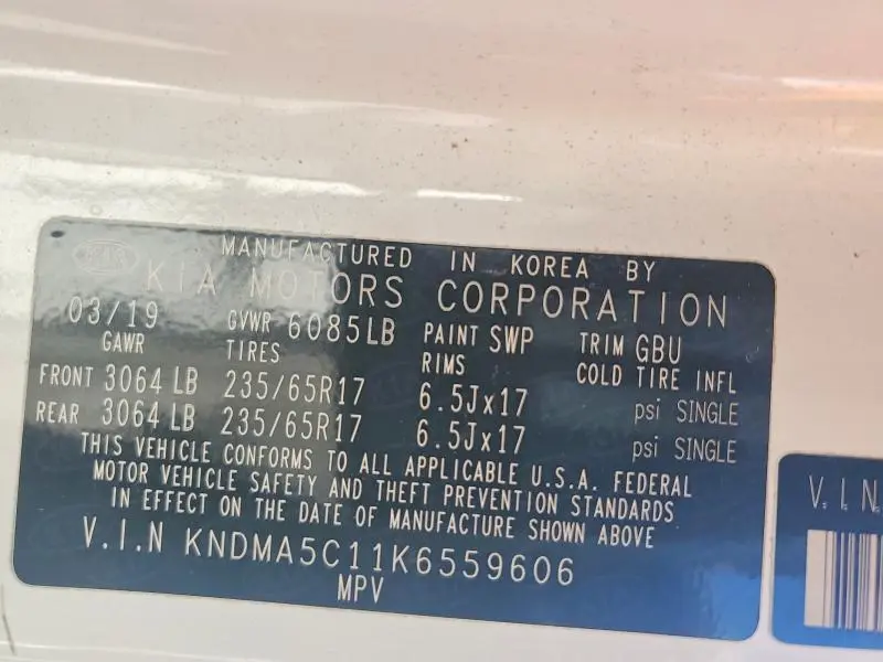 2019 KIA SEDONA L  