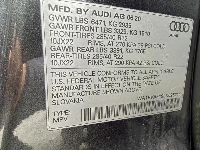 2020 AUDI Q8 PREMIUM PLUS S-LINE  