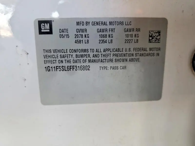 2015 CHEVROLET MALIBU LTZ  