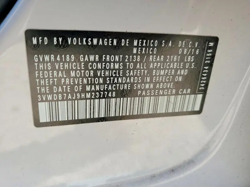 2017 VOLKSWAGEN JETTA SE  