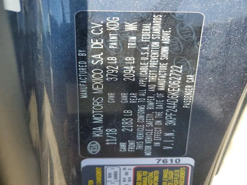 2019 KIA FORTE LXS  