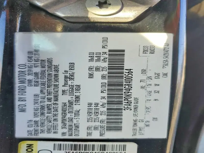 2016 FORD FUSION TITANIUM  