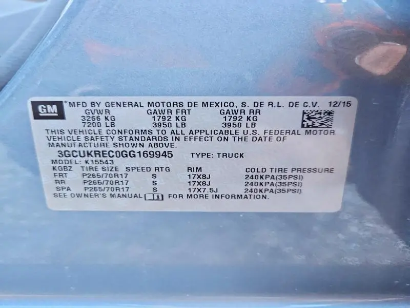 2016 CHEVROLET SILVERADO K1500 LT  