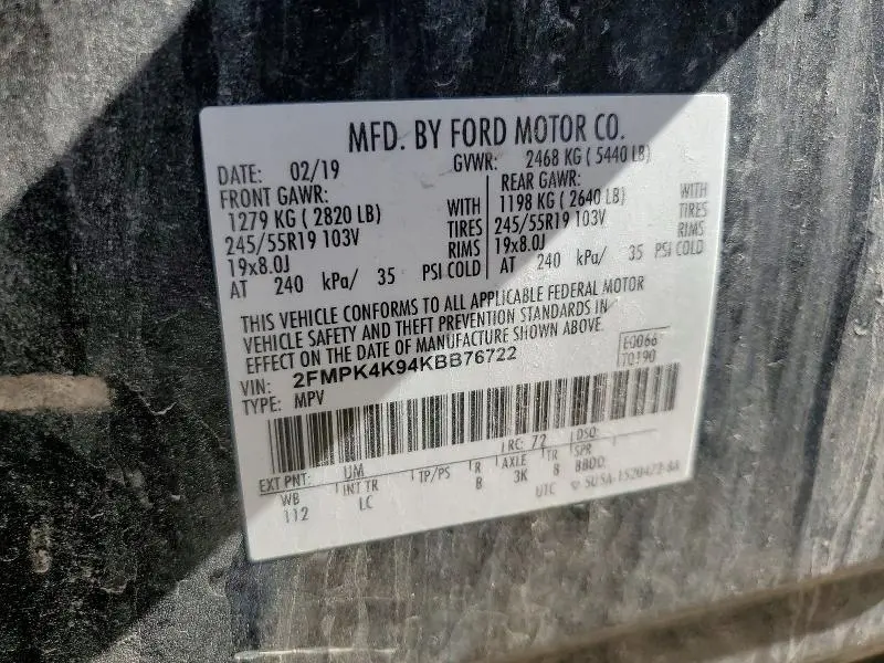 2019 FORD EDGE TITANIUM  