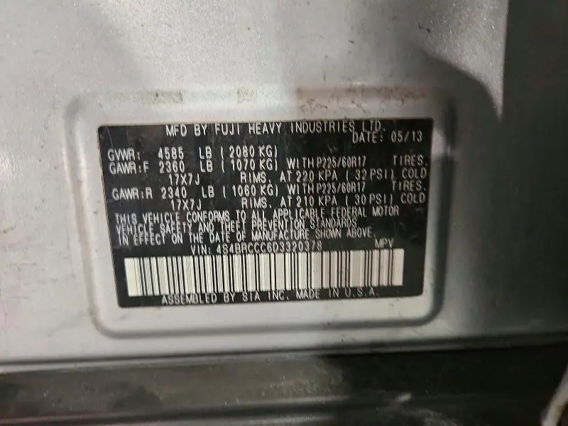 2013 SUBARU OUTBACK 2.5I PREMIUM  