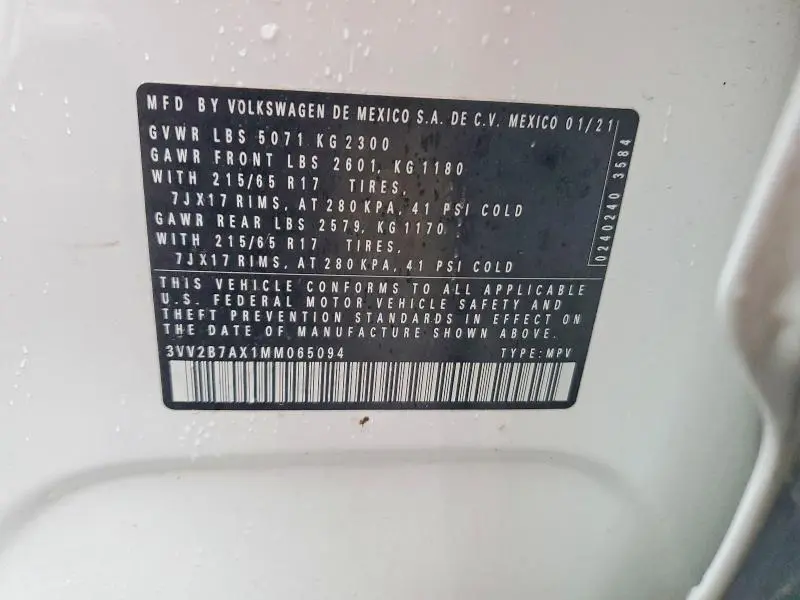 2021 VOLKSWAGEN TIGUAN SE  