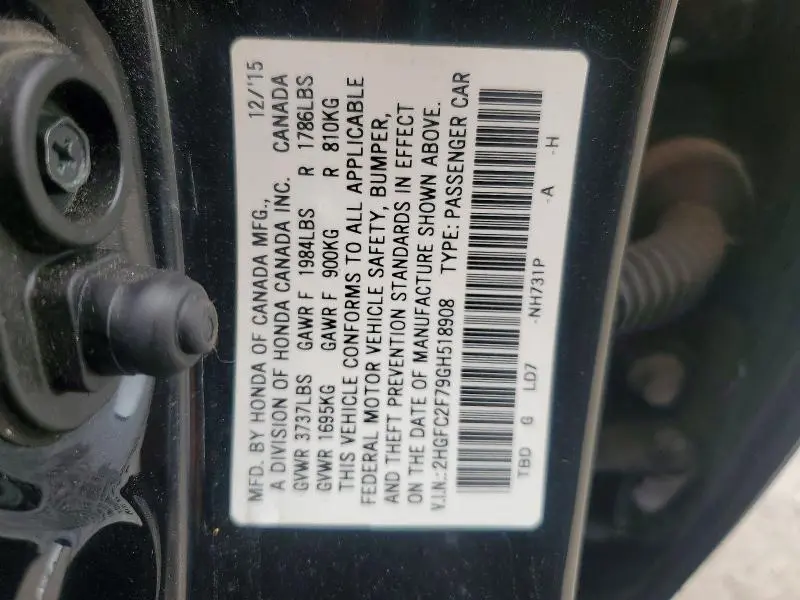 2016 HONDA CIVIC EX  