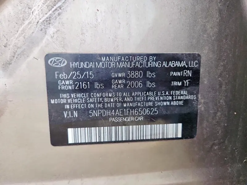 2015 HYUNDAI ELANTRA SE  