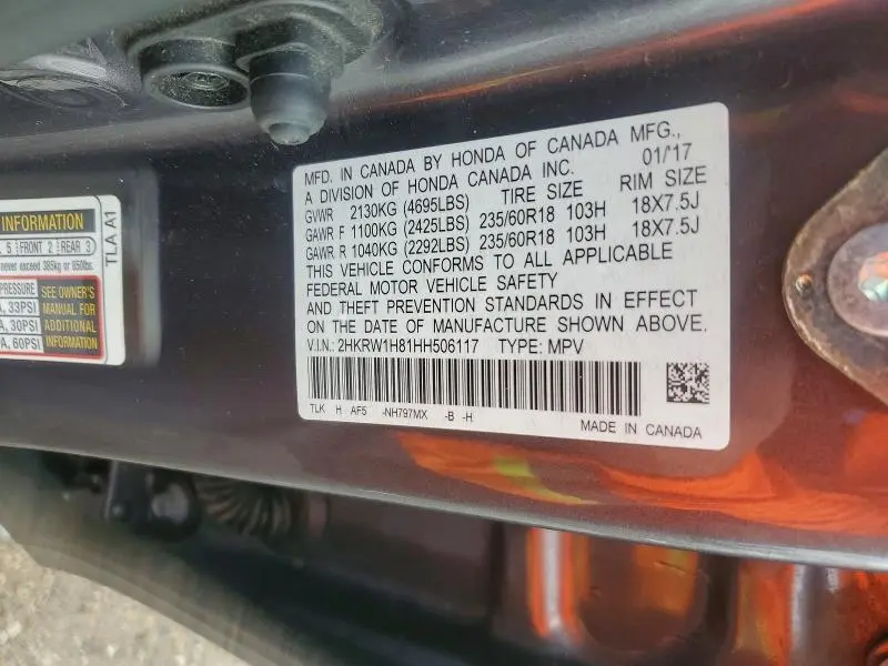 2017 HONDA CR-V EXL  